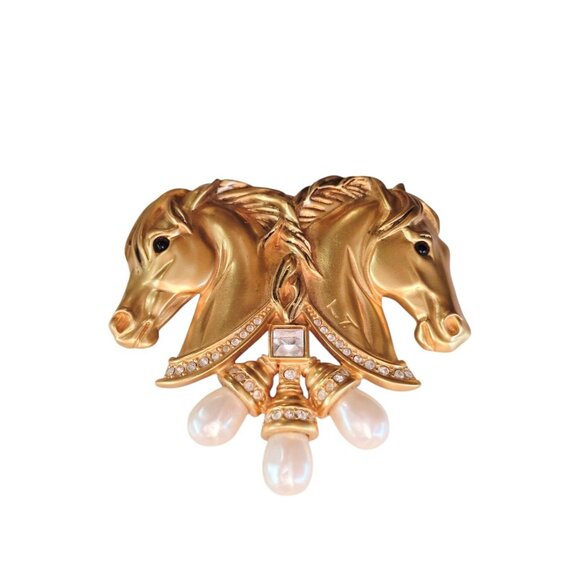 Vintage Elizabeth Taylor Signed "The Hearts In Tandem" Brooch Pin (A9101) - Picture 1 of 7